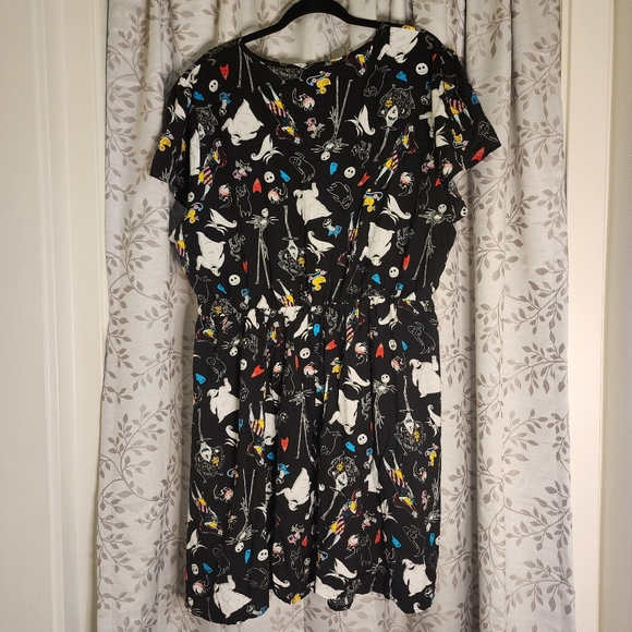 Disney Nightmare Before Christmas Black Patterned Faux Wrap Dress size 3X - Picture 2 of 8